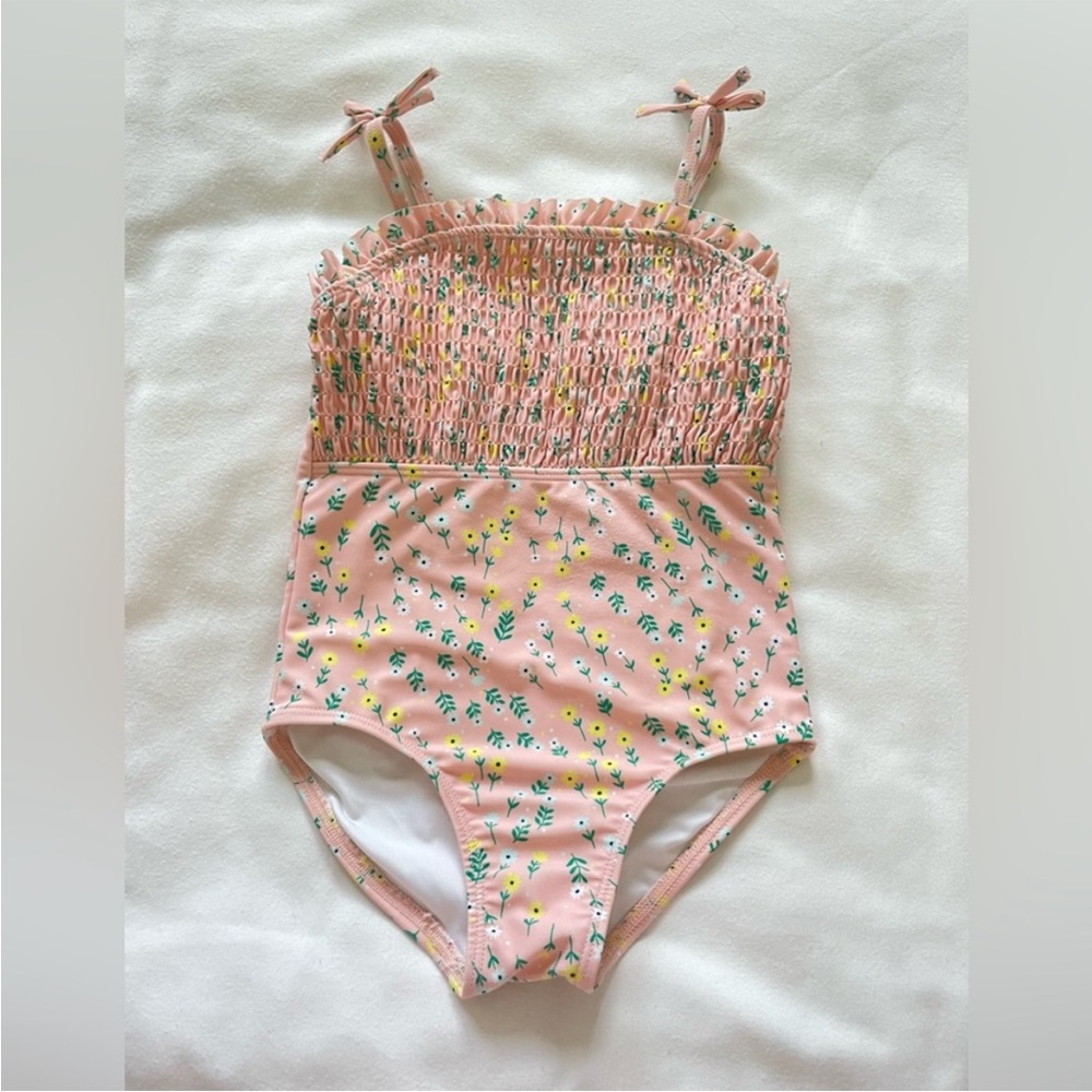 Tucker + Tate Blush Smocked Floral One Piece Swimsuit